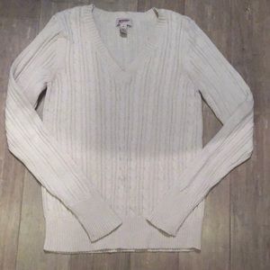 V-Neck Cream Knit Sweater